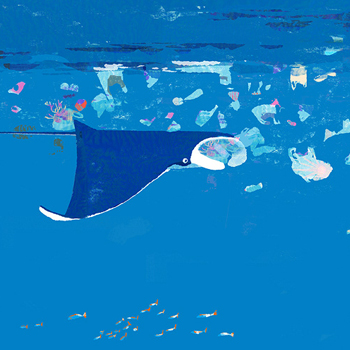 manta ray swimming illustration