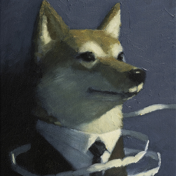 shiba inu oil painting